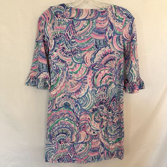 Lilly Pulitzer Mini Sofie Ruffle Happy As A Clam Dress Girls Size XL 12-14 - Picture 4 of 6